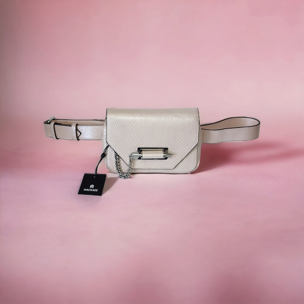 Mackage Devin Pale Pink Reptile Rare Belt Bag Crossbody Bag